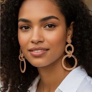 Elegant Peach Beaded Hoop Earrings